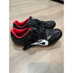 Peloton Cycling Shoes Black White Red EU 40 with Cleats and Hex Key M7.5 W9